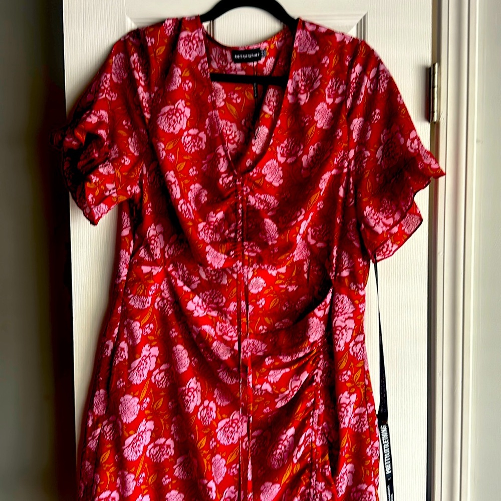 PrettyLittleThings Red dress. Midriff cut out. Still with fashion tag attached